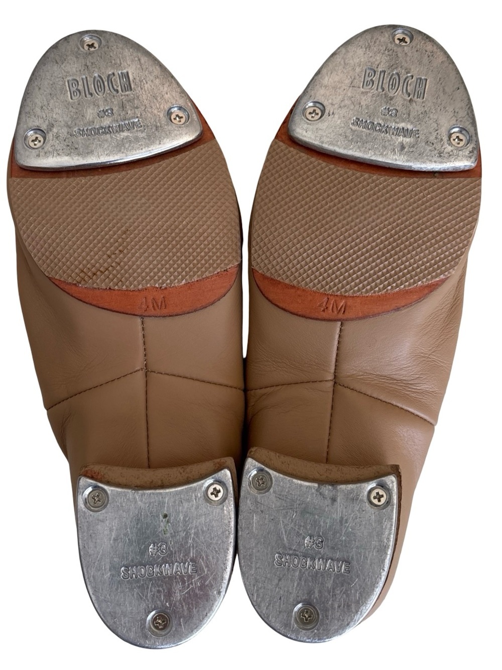 Bloch Nude Tan Leather Tap Shoes 4M Dance Shockwave - Picture 8 of 8